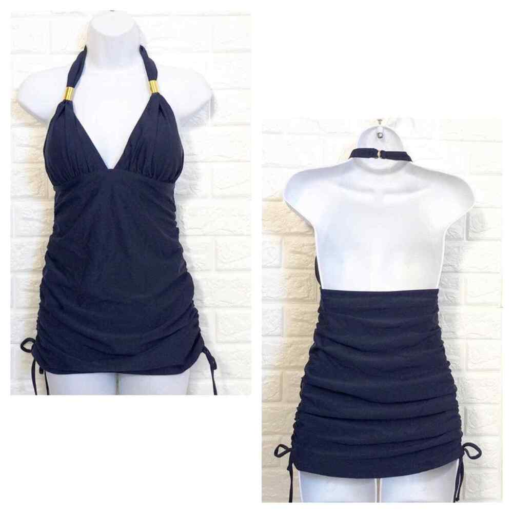 Lori coulter “made-to-order” tankini swim top Navy Blue With Gold AccentSize 36B